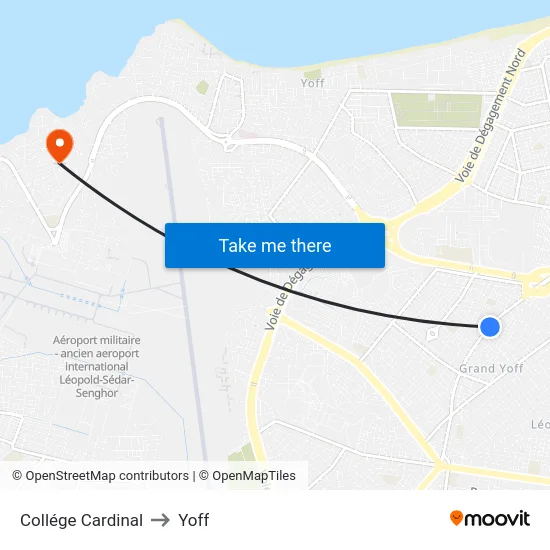Collége Cardinal to Yoff map