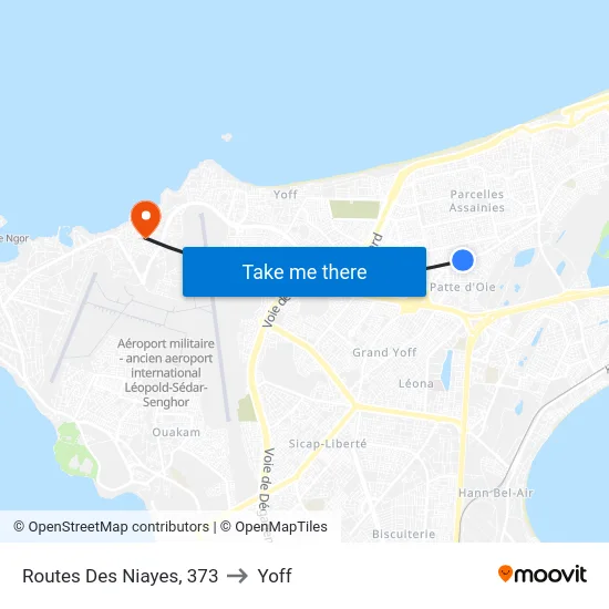 Routes Des Niayes, 373 to Yoff map