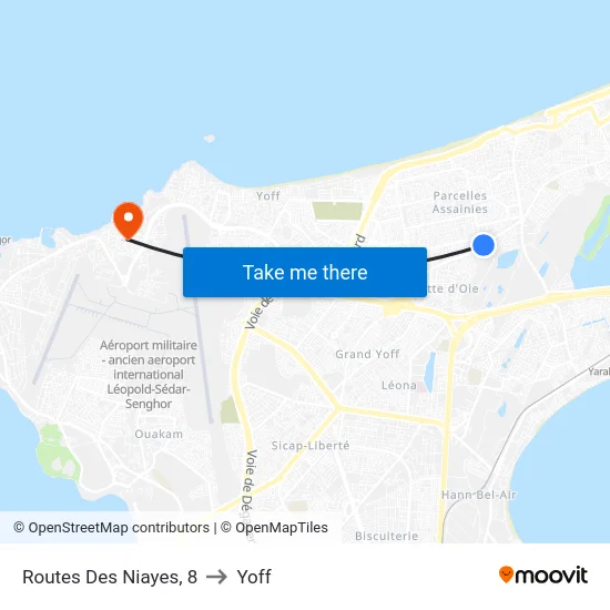 Routes Des Niayes, 8 to Yoff map