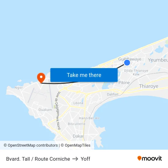 Bvard. Tall / Route Corniche to Yoff map