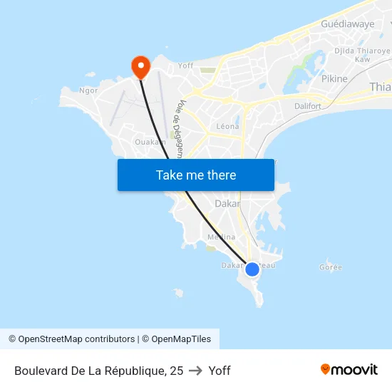 Boulevard De La République, 25 to Yoff map