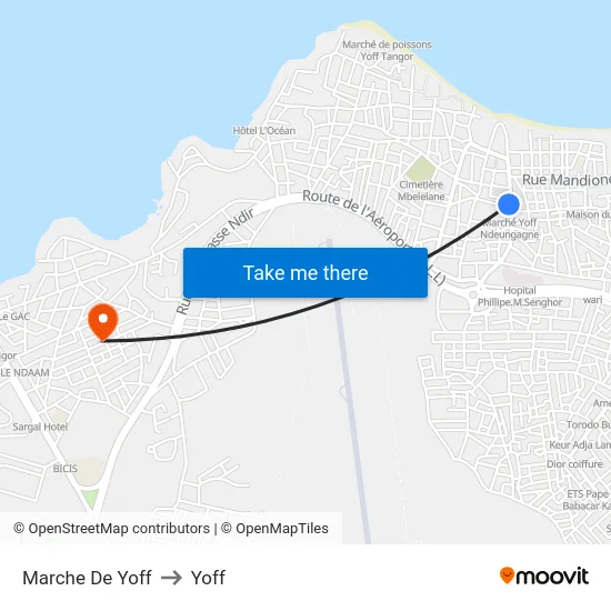 Marche De Yoff to Yoff map