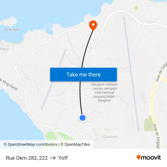 Rue Okm 282, 222 to Yoff map