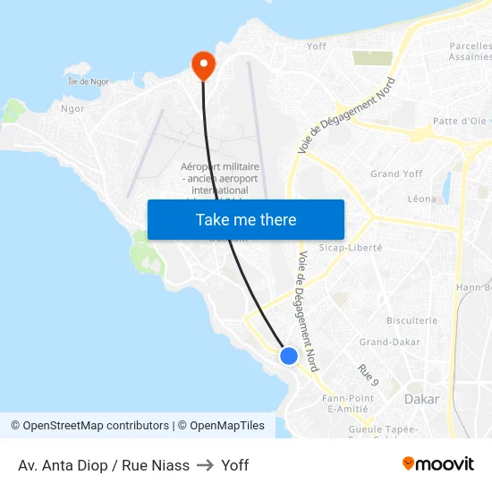 Av. Anta Diop / Rue Niass to Yoff map