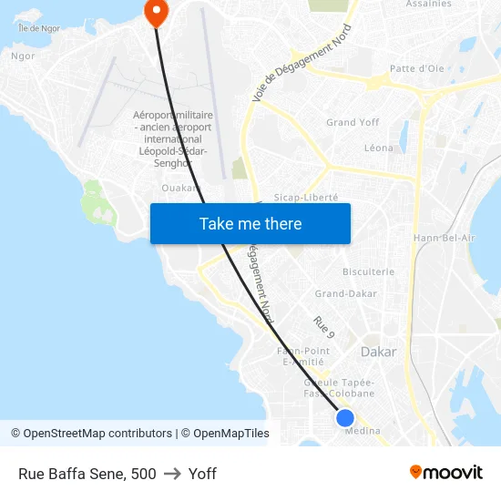 Rue Baffa Sene, 500 to Yoff map