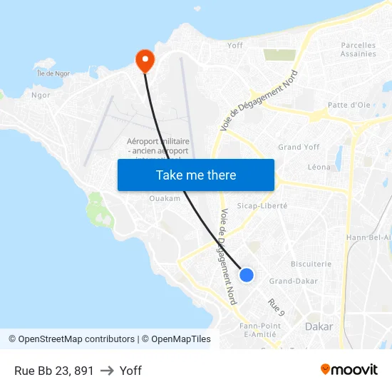 Rue Bb 23, 891 to Yoff map