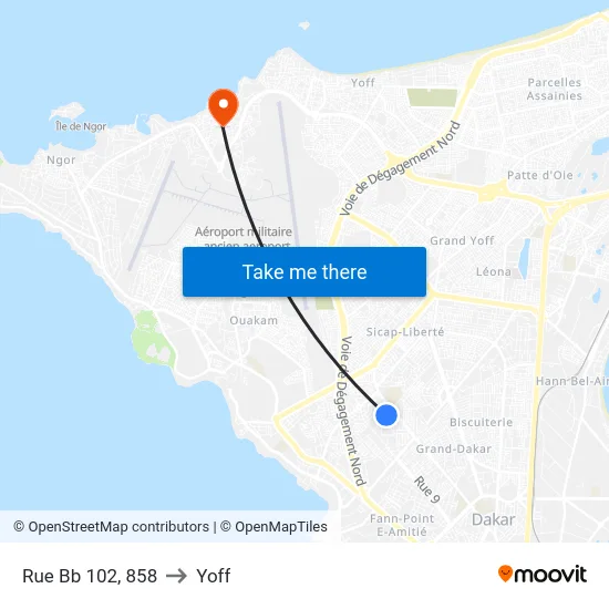 Rue Bb 102, 858 to Yoff map
