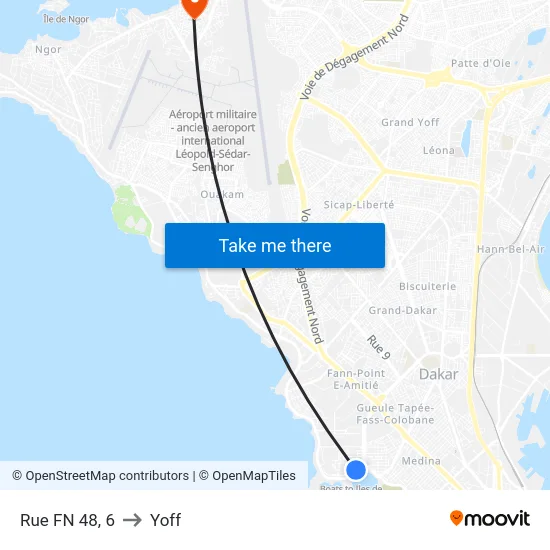 Rue FN 48, 6 to Yoff map