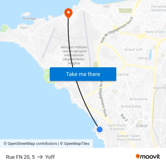 Rue FN 20, 5 to Yoff map