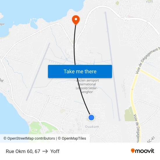 Rue Okm 60, 67 to Yoff map