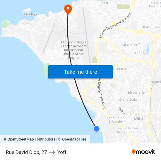Rue David Diop, 27 to Yoff map