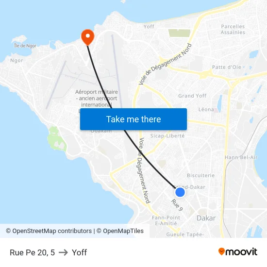 Rue Pe 20, 5 to Yoff map