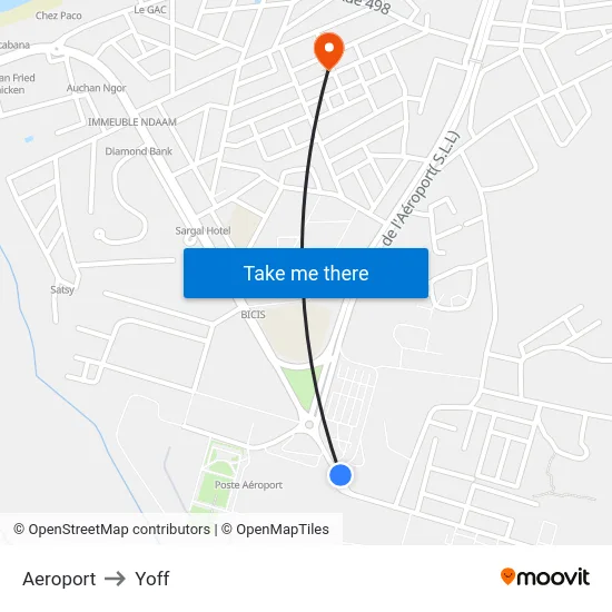 Aeroport to Yoff map