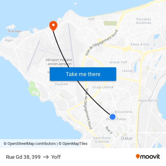 Rue Gd 38, 399 to Yoff map