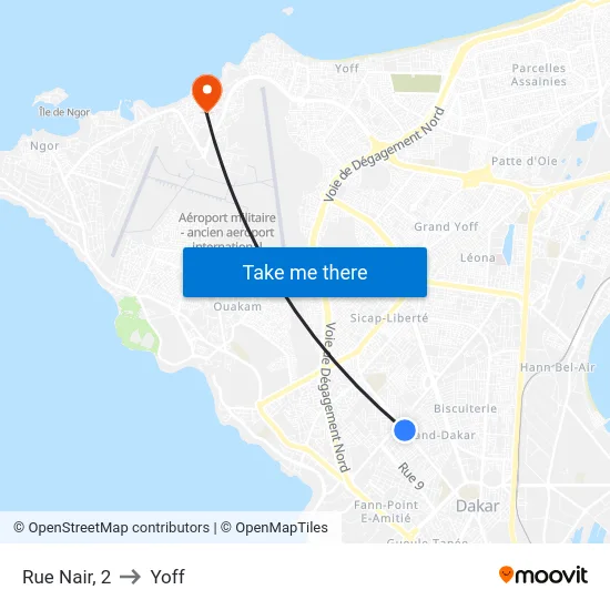 Rue Nair, 2 to Yoff map