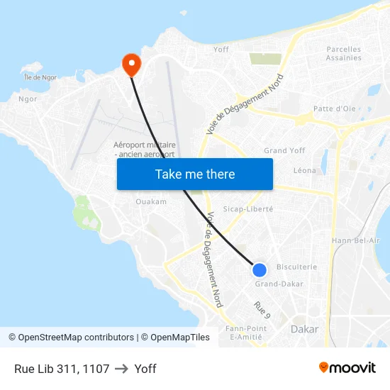 Rue Lib 311, 1107 to Yoff map