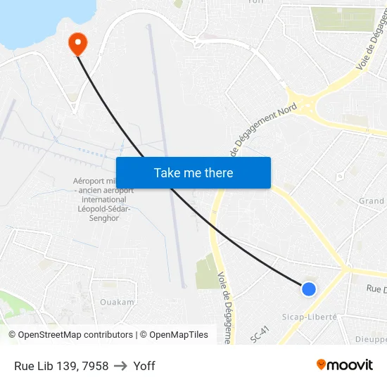 Rue Lib 139, 7958 to Yoff map