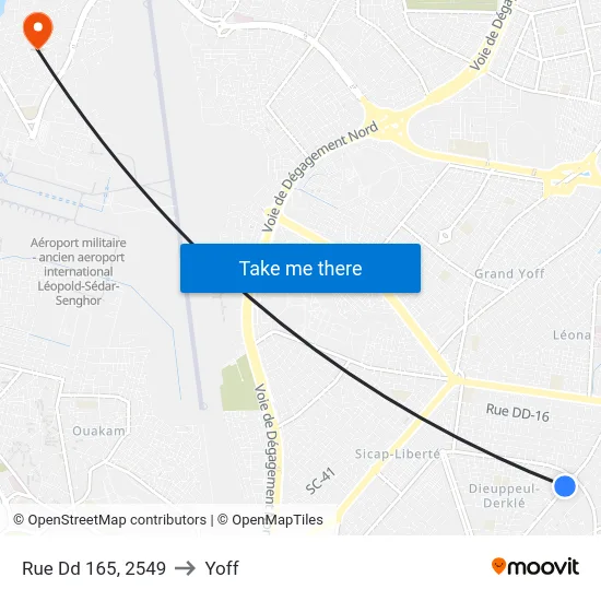 Rue Dd 165, 2549 to Yoff map