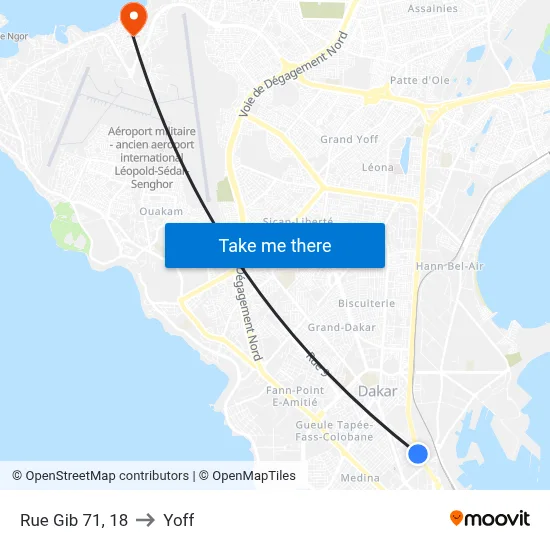 Rue Gib 71, 18 to Yoff map