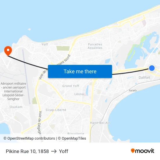 Pikine Rue 10, 1858 to Yoff map