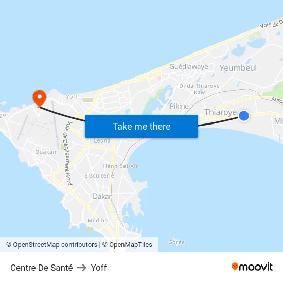 Centre De Santé to Yoff map