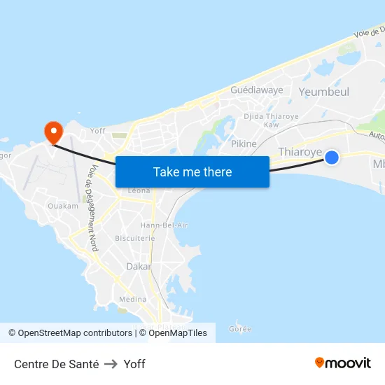 Centre De Santé to Yoff map