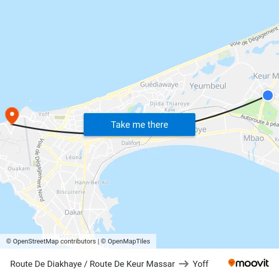 Route De Diakhaye / Route De Keur Massar to Yoff map