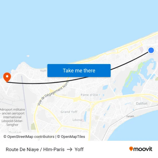 Route De Niaye / Hlm-París to Yoff map