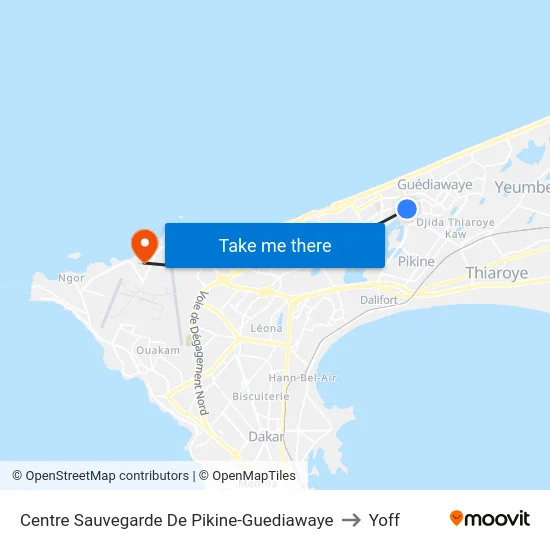 Centre Sauvegarde De Pikine-Guediawaye to Yoff map