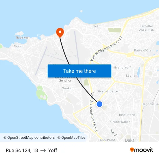 Rue Sc 124, 18 to Yoff map