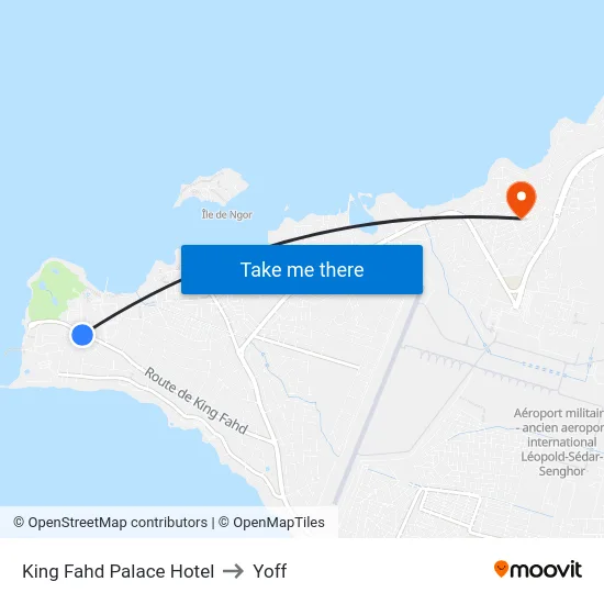 King Fahd Palace Hotel to Yoff map