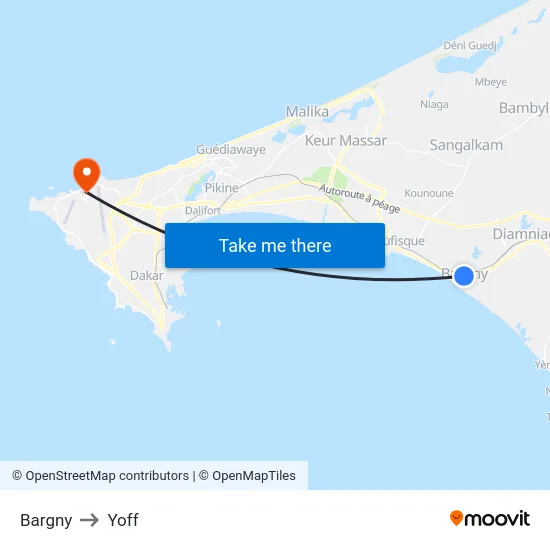 Bargny to Yoff map