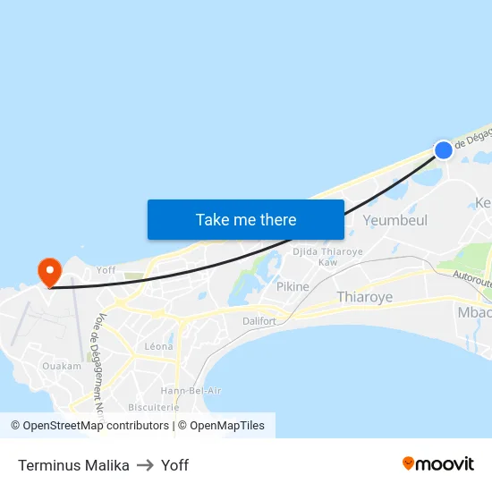 Terminus Malika to Yoff map