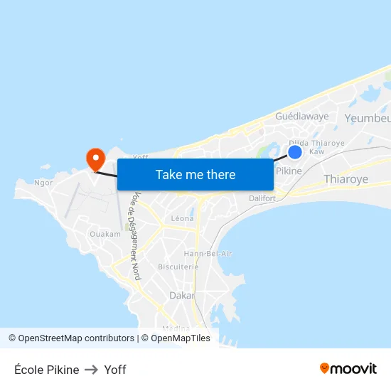 École Pikine to Yoff map