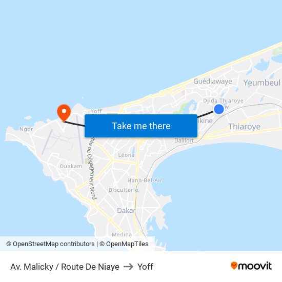 Av. Malicky / Route De Niaye to Yoff map