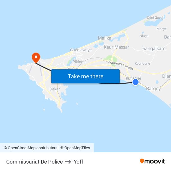 Commissariat De Police to Yoff map