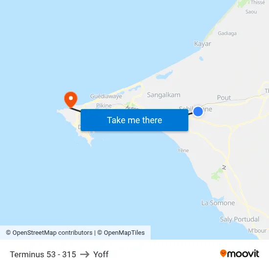 Terminus 53 - 315 to Yoff map