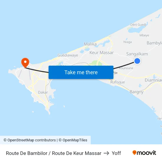 Route De Bambilor / Route De Keur Massar to Yoff map