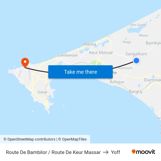 Route De Bambilor / Route De Keur Massar to Yoff map