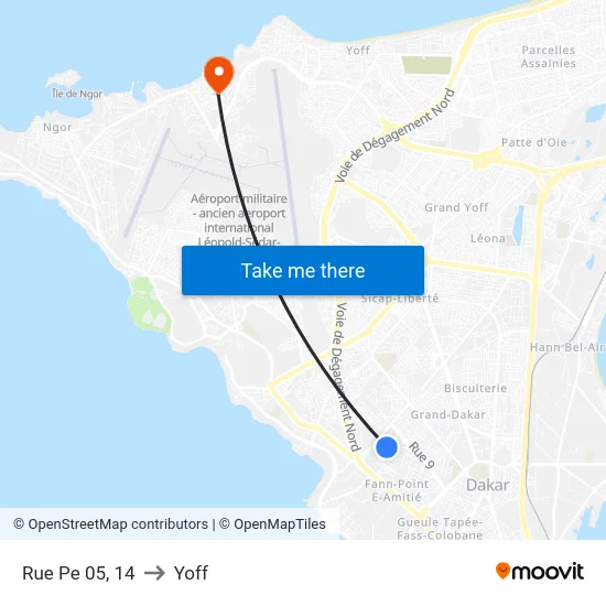 Rue Pe 05, 14 to Yoff map