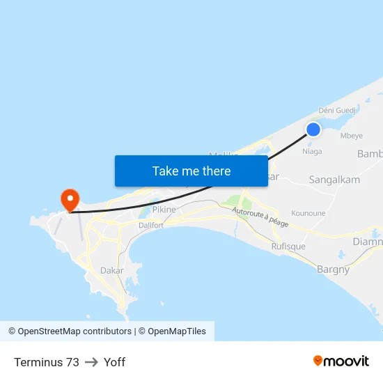 Terminus 73 to Yoff map