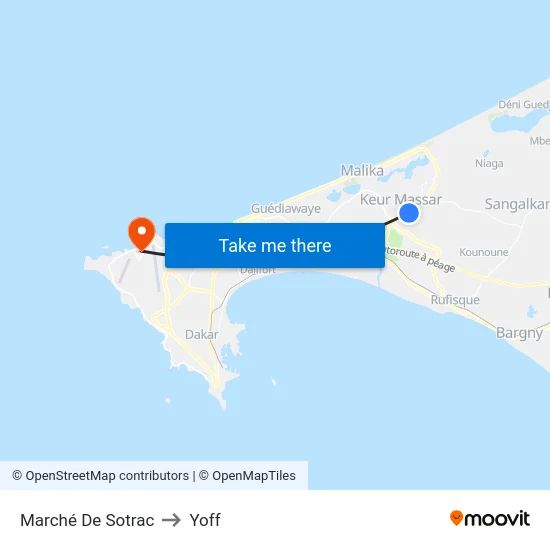 Marché De Sotrac to Yoff map