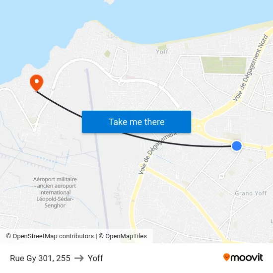 Rue Gy 301, 255 to Yoff map