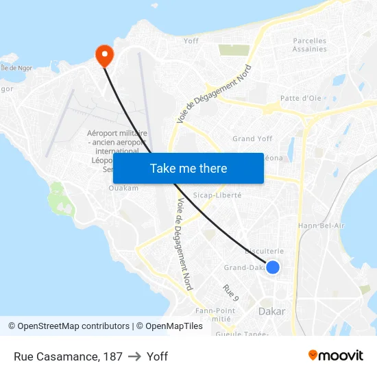 Rue Casamance, 187 to Yoff map