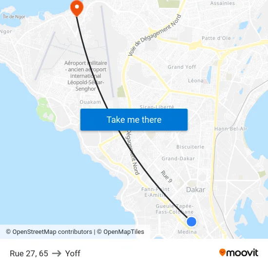 Rue 27, 65 to Yoff map