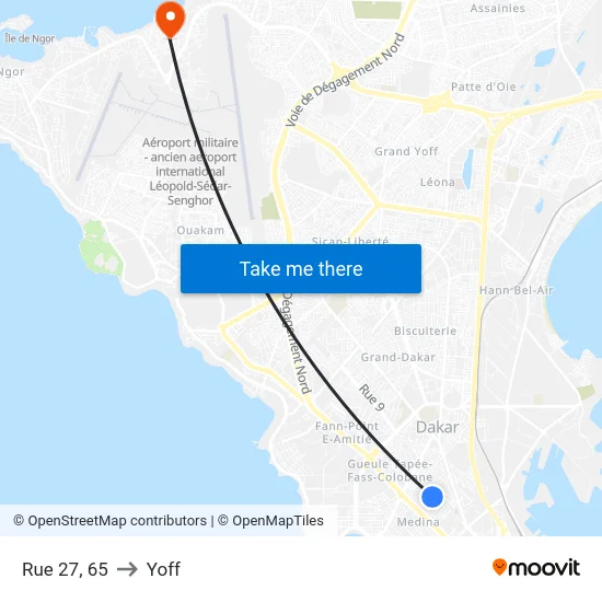 Rue 27, 65 to Yoff map