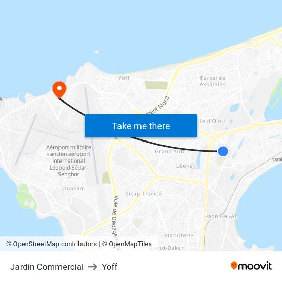 Jardín Commercial to Yoff map