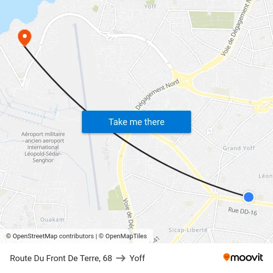Route Du Front De Terre, 68 to Yoff map