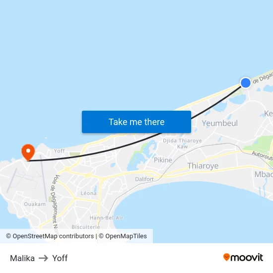 Malika to Yoff map