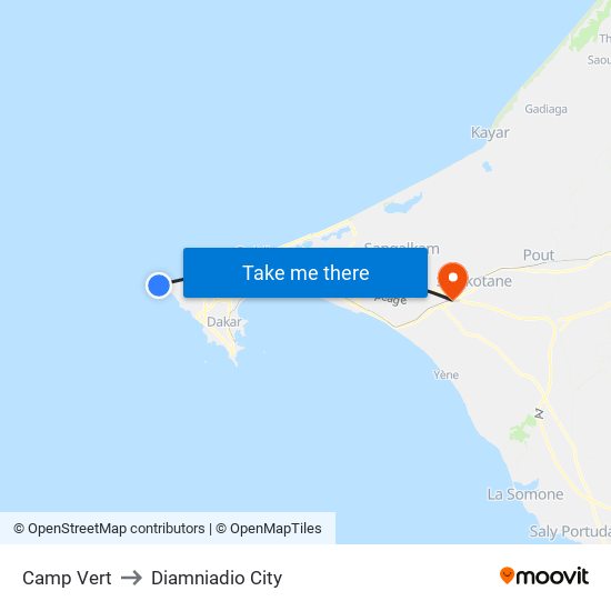 Camp Vert to Diamniadio City map